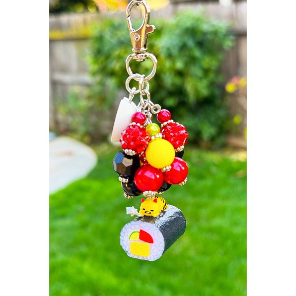 Gudetama Oni Sushi Rement Keychain Purse Bag Charm - Picture 2 of 5